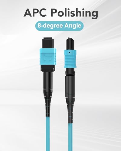 Image of 3M MPO to MPO APC Fiber Cable, OM3 Cable 40G /100G /400G, 8 Fibers Female Type B Multimode LSZH, MTP Compatible for FTTx - 3M(9.8FT)