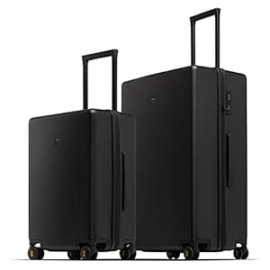 LEVEL8 Valise de Voyage à roulettes Pivotantes, Valise Rigide Légère à 4 Roues, Spinner 100% PC Trolley Bagages, Texturée Micro-Diamant Serrure TSA Intégrée (Lot de 2 valises,40L/88L, Noir)
