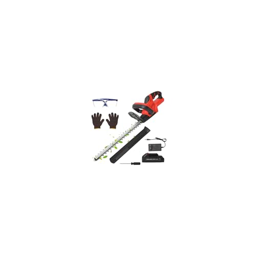 Tamaño seto batería de 21 V, 680 W, corta-setos eléctricos inalámbricos con 7500 mAh, longitud de corte 55 cm, hoja asimétrica, separación de 15 mm, cortasetos inalámbricos, tijera para jardín y