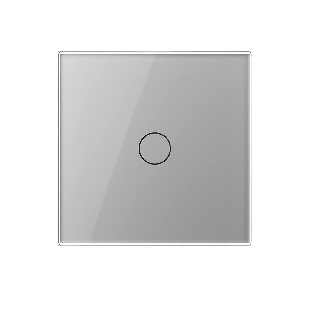 LIVOLO - Interruptor de luz inalámbrico, encendido y apagado empotrable, juego completo con panel de cristal en gris, interruptor conmutador de pared, interruptor táctil