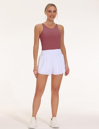 Image of THE GYM PEOPLE Women Sports Bra Sleeveless Padded Running Workout Tank Tops