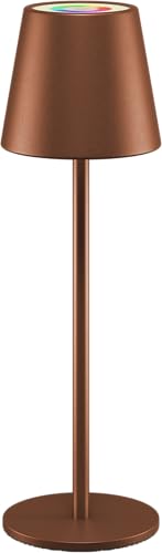goobay LED Tischleuchte kabellos/stufenlos dimmbar mit Touch Steuerung/LED Akku Tischlampe für Innen und Außen / 150lm und RGB-Lichtfarben - 3000K warmweiß, USB-C, Bronze / 73931
