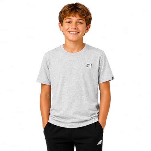 New Balance Boys Shirt Short Sleeve Cotton T-Shirt with Chest Logo Patch - image 1
