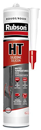 RUBSON HT Mastic hautes températures , mastic silicone coloris rouge , Cartouche 300ml