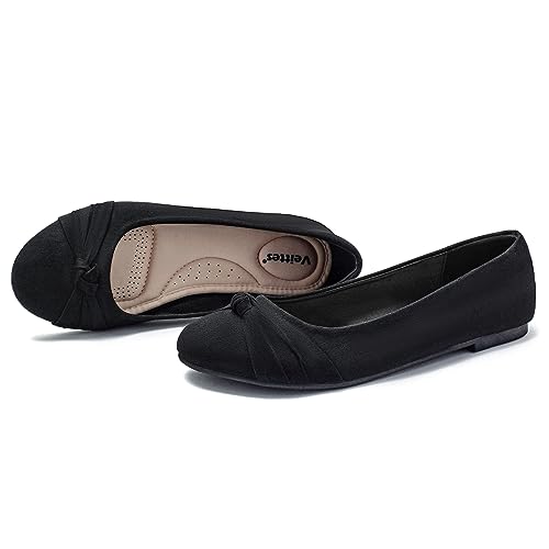 Veittes Women's Wide Width Flat Shoes, Classic Soft Round Toe Design Ballet Flats.2
