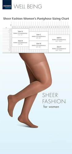 Sigvaris Women's Sheer Fashion Pantyhose - 15-20mmHg Weight Compression - Sheer Spandex Non-Slip Hosiery for Comfortable Everyday Wear - Golden3
