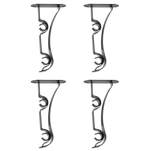 uxcell 4Pcs Double Curtain Rod Bracket, Wall Bracket Hook for 0.8 to 1 Inch Drapery Rod, Curtain Rod Holders for Living Room Bedroom, Black by uxcell - Used condition - US$14.51