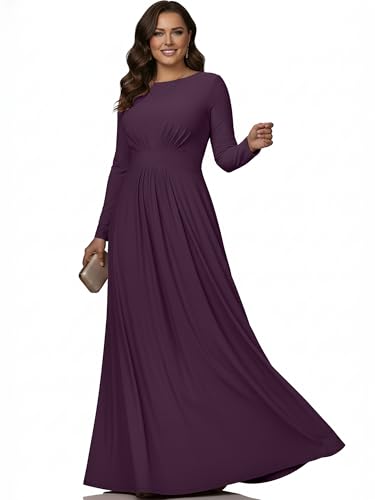 Image of KOH KOH Womens Long Sleeve Flowy Modest Elegant Evening Maxi Dress Gown