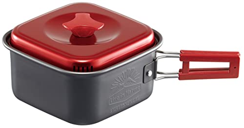 Skater ANC1-A Aluminum Square Single-Handed Pot Ramen Cooker, 0.4 gal (1.2 L), Red, Outdoor, Camping, From Kanji