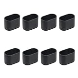 Geesatis 8 Pack Black Oval Chair Leg Caps,1.6 x 0.7 Inch PVC Furniture Pads,Non-Slip Floor Protectors for Tables,Chairs,Furniture - Scratch Proof Floor Guards