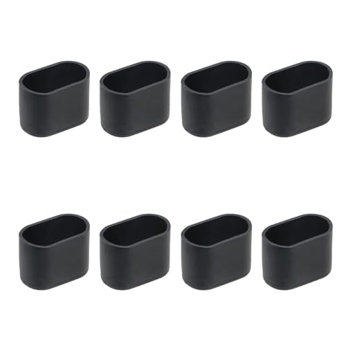 Geesatis 8 Pack Black Oval Chair Leg Caps,1.6 x 0.7 Inch PVC Furniture Pads,Non-Slip Floor Protectors for Tables,Chairs,Furniture - Scratch Proof Floor Guards