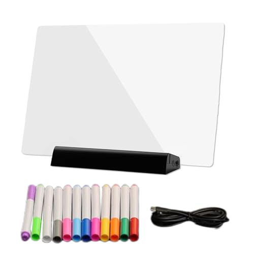 Tablero de dibujo iluminado - Luz de lectura RGB, juguete de pintura portátil con lápiz de 12 colores, 7,87 x 7,87 x 1,18 pulgadas luces de libro de páginas recargables | Luz de lectura de tableta RGB