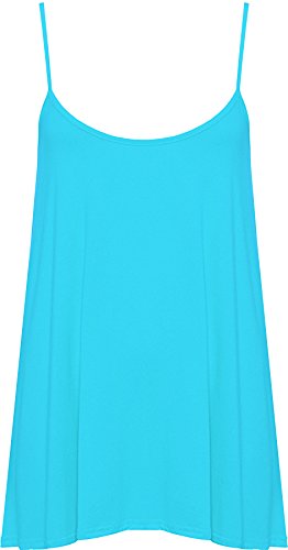 WearAll - Grande Taille Swing débardeur Top à lanières - Turquoise - 44-46