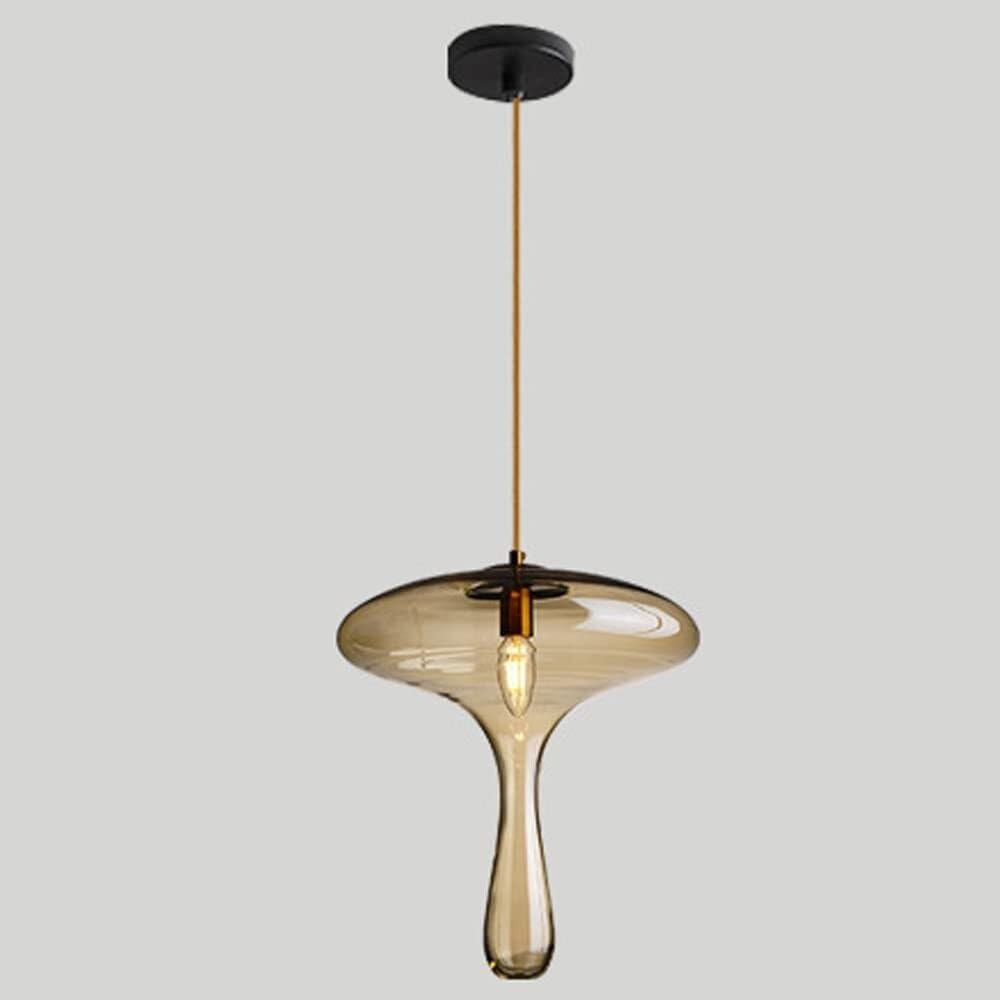 Lustre en verre cognac pour îlot de cuisine et salle à manger chaleureuse