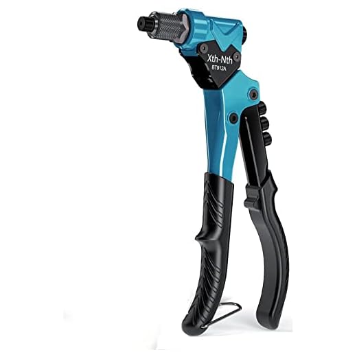 Xth-Nth 11" Heavy Duty Pop Rivet Tool, Rivet Gun 360-Degree Pivot Head with 200Pcs Rivets, Rivet Tool Kit with 4 Interchangeable Rivet Heads, Plastic Case