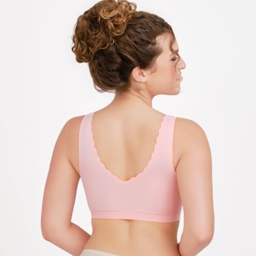 Image of Floatley Cozy Scalloped Bra Comfort Wirefree Full Coverage Seamless Bra with Embedded Pad for Women