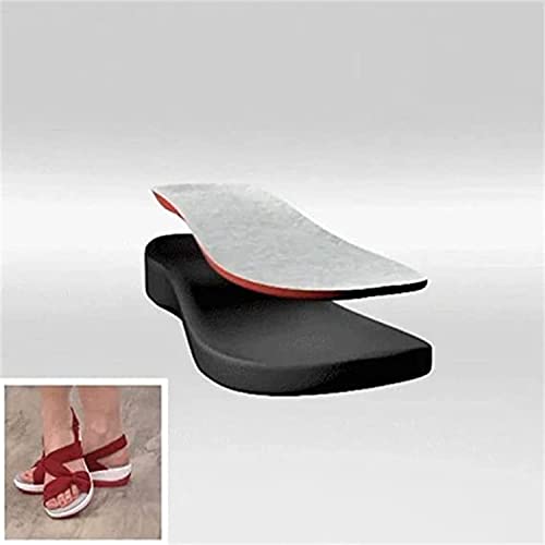 Women's Dr.Care Orthopedic Arch Support Sandal - Comfortable Strappy Walking Sandals for Pain Reduction (6, Black)