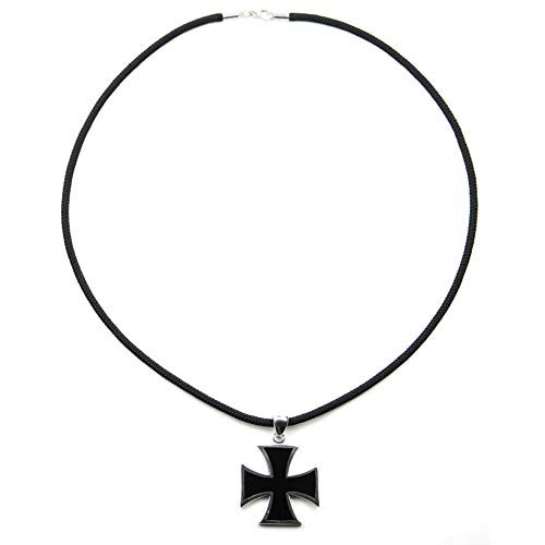 Silverlogy Iron Cross Black Enamel Pendant & Paracord Necklace (23)