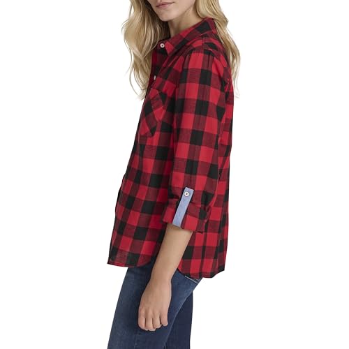 Image of Nautica Women's Button Front Long Sleeve Roll Tab Shirt