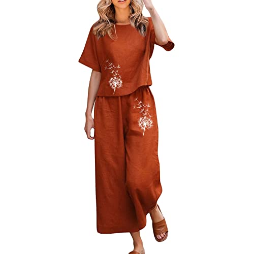 Ensemble jogging femme coton lin vêtement deux pièces respirant large