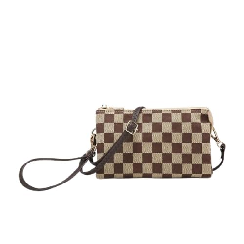 Image of JEN & CO. Riley Checkered Crossbody Bag - Trendy Cross Body Purse with Detachable Wristlet Strap, Clutch
