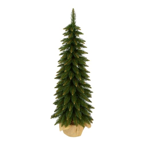 regalik Árbol de Navidad Artificial 120 cm – Abeto Artificial Slim en Maceta de Yute, Estrecho y Realista, Estable y de fácil Mantenimiento