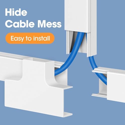 YesBes 116in Cord Hider Kit, Cord Covers for Wires on Wall, Paintable Cable Raceway, Cord Hider for Wall Mount tv, tv Cable Hider Wall kit, Wire Covers for Cords, W0.96in X H0.57in, White — view 4