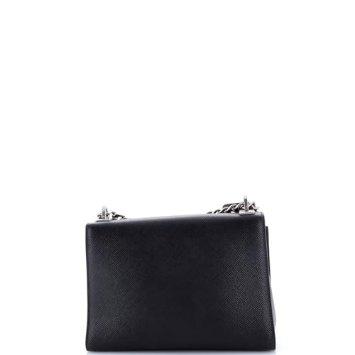 Pre-Loved Monochrome Shoulder Bag Embellished Saffiano Leather Small, Black3