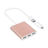 WEme Aluminum Multiple 4-Port USB 3.0 Hub with Type-C USB 3.1 Gen 1 (Compatible with Thunderbolt 3) Adapter Converter for USB-C Device 12 Inch New MacBook, ChromeBook Pixel, iMac, Surface, Lenovo Yoga