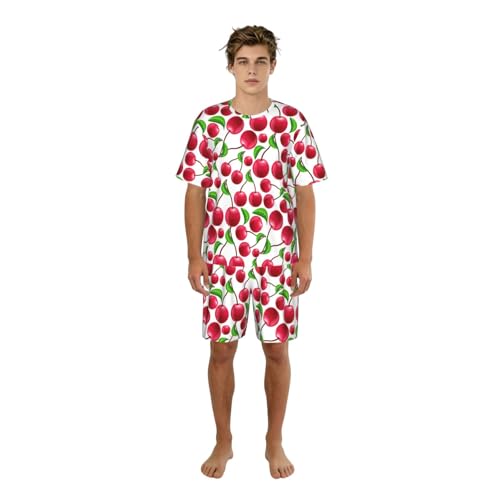 Pyjama court homme cerises pour vos moments de détente et matinées décontractées