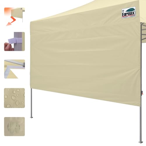 Image of Eurmax USA 10x4.8 Pop Up Canopy SunWall-UV Protection for Tents,Blocks Sunlight&Wind,Water Resistant Side Wall Only,Easy Hook & Loop Installation,Fit for 10FT Straight Leg Shelters&Gazebo,Beige