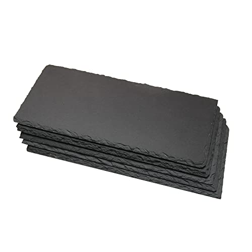 Tablero de queso de pizarra natural negro 12" x 5.5", pack de 5 unidades, para aperitivos, quesos, frutas y carnes, ideal para cocina y fiestas miniatura 1