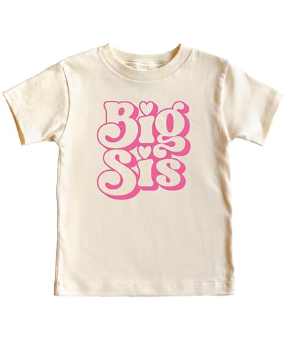 Olive Loves Apple Big Sis & Lil Sis Matching Shirts for Siblings Retro Pink Graphic Tee Sold Individually2