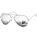 KANASTAL Gro&szlig; Polarisiert Sonnenbrille Herren und Damen Retro Vintage Verspiegelt Sonnenbrillen mit Premium Metallrahmen UV400 Schutz, Silber Rahmen Silber Gl&auml;ser