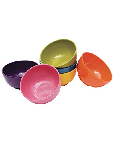 French Bull Melamine Mini Bowls, 6-Piece Set, Small Serving Bowl – Snack, Condiment, Dip, Dessert, Ice Cream – Shatter Proof, Food-Safe, BPA Free, Dishwasher Safe, 4” 10 oz - Multicolor