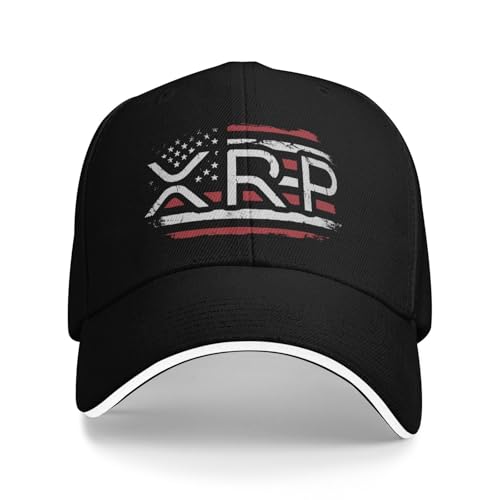 SDLUHXY Xrp Hats for Mens Xrp Baseball Caps Adjustable Casual Dad Hats Womens Funny Graphic Trucker Hats Black