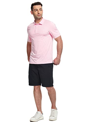 Ztn Mens Pink Polo Shirts Short Sleeve - Striped Quick Dry Casual Outdoor Sports Golf Tennis Collared Shirts Pink Stripe 3Xl #TOP2
