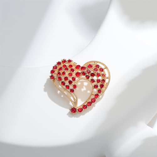 Image of Heart Brooches for Women Rhinestone Crystal Heart Brooch Pin Gift for Wife Girlfriend