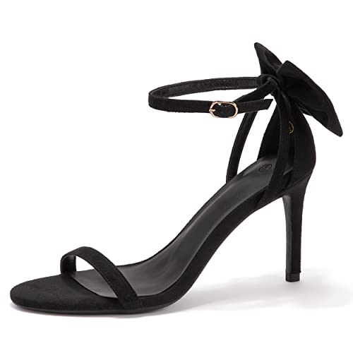 Coutgo Womens Ankle Strap High Heels Open Toe Stiletto Bow Tie Knot Heeled Sandals Fashion Wedding Dress Pump Shoes4