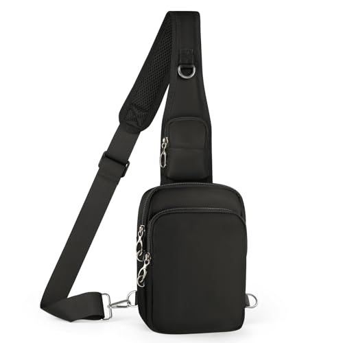 BROADREAM Sling Bag Crossbody Bag with Anti-Theft Lock Zipper RFID Blocking & Water Resistant for Travel Work Sport (Black)