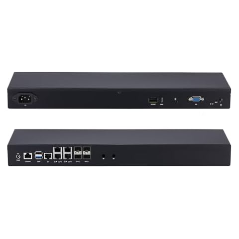 Qotom Barebone System Mini PC Q20342G9 1U Rack 4X 10G SFP+ 5X i226V B3 2.5G LAN Atom C3808 12 Cores Processor 2.0 GHz Cover