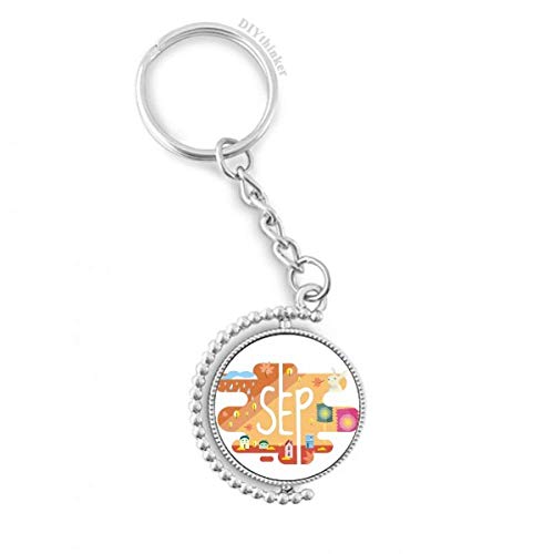 Porte-clés rotatif illustration de septembre pour organiser vos clés de maison et voiture