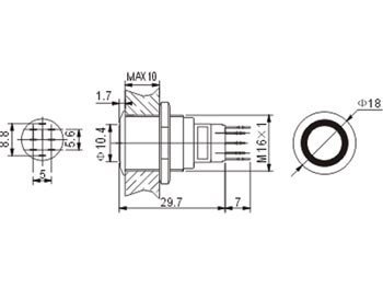 Velleman R1610R SPDT 1NO 1NC Round Metal Red Ring Switch, Multi-Colour - Image 2