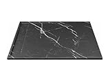 Vente-unique - Receveur de douche extra plat à poser ou à encastrer recoupable en résine SMC - Noir marbré - 120 x 90 cm - LYROSA