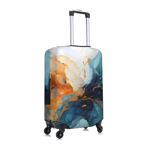 Blue Art Fractal Marble Travel Luggage Cover for Suitcase Anti-Scratch Fashion Suitcase Protector Washable Elastic Baggage Covers Fits 29-32 Inch Luggage for Travel Beach Holiday2