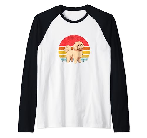 Maltese Sunset Retro Dog Vintage Design Mom Dad Kids Raglan Baseball Tee