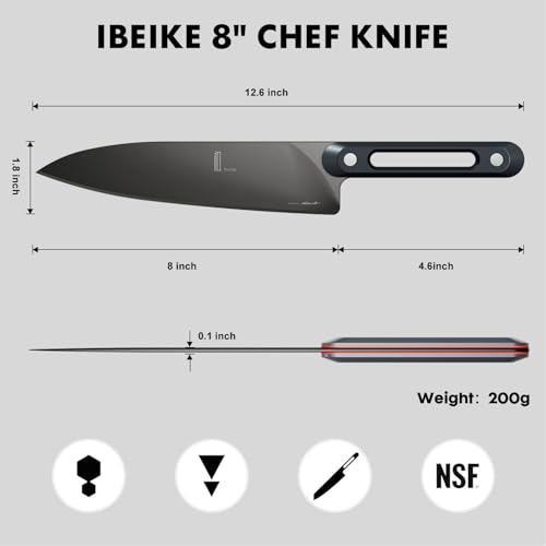 Image of Japanese Chef Knife 8 Inch: ZDF-905 Powder Steel, Ultra Sharp Kitchen Knife, Full Tang Professional Chef Knife with Interchangeable Aluminum Handle, Purism Series