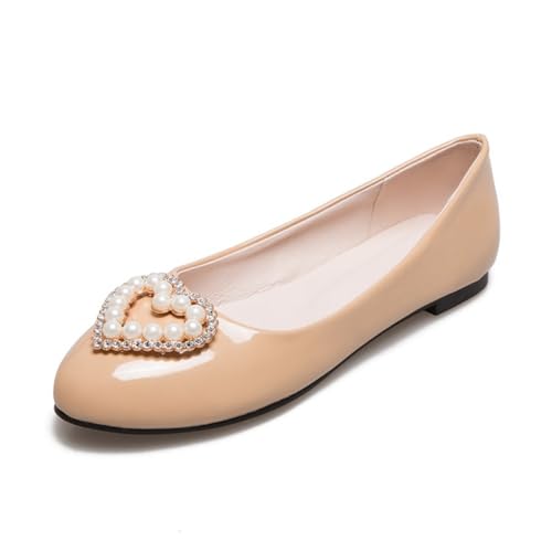 Women Low Heel Pumps Shoes Patent Leather Round Toe Slip on Ladies Dress Wedding Office Elegant Comfort Spring Ballet Flats Shoes Wide Widths Available2