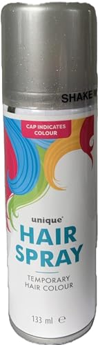 Temporary Hair Color Spray Wash Out Washable Party Fancy Dress Up Accessories Party Halloween Hairspray 133ml (1, Silver Glitter HairSpray)