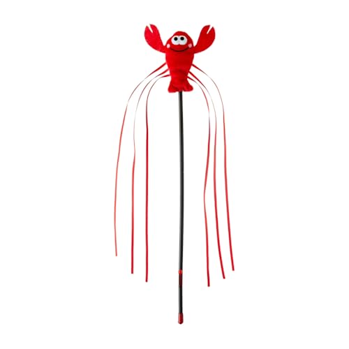 Aiyanas Wiggle Lobster Cat Toy Wand Teaser with Catnip 16-Inch Interactive Wand for Cats and Kittens Durable Stick with Moving Lobster Toy for Indoor Play